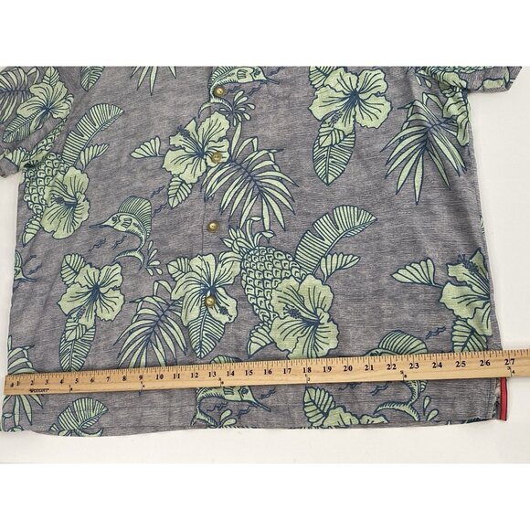 Tommy Bahama 100% Silk Men’s 2XL Island Modern Aloha Camp Shirt Marlin Pineapple - Picture 13 of 16